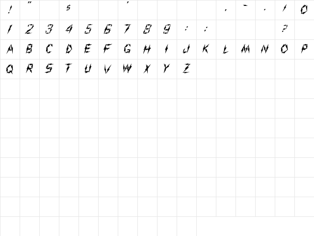 Aarcover Regular Character Map