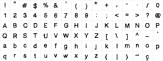 AblockyFont Medium Character Map