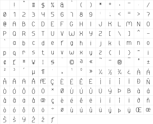 ABRICOS 7 Regular Character Map ABRICOS 7 Regular Character Map