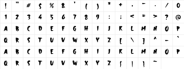 a Abrushow Regular Character Map