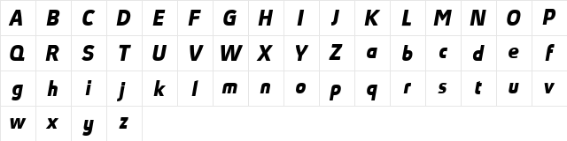 Absolut Pro reduced Italic Character Map