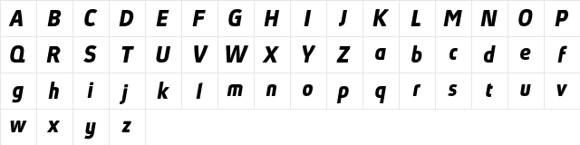 Absolut Pro reduced Italic Character Map