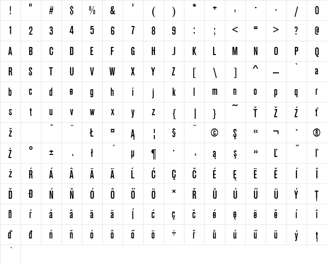 AcciusTEEMedCon Regular Character Map