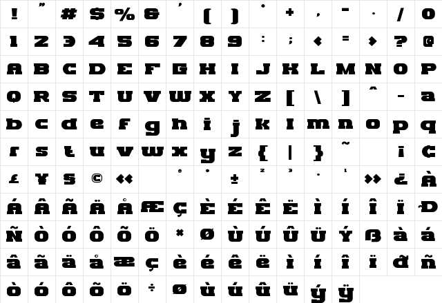 Marseilazi Slab Regular Character Map