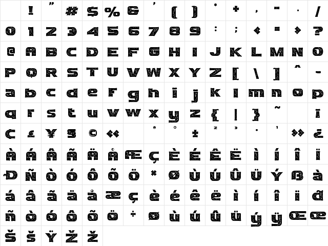 Marseilazi Sport Rough Regular Character Map Marseilazi Sport Rough Regular Character Map