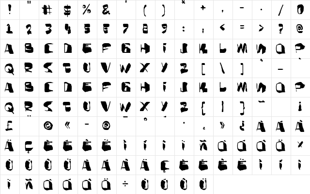 AD Bulky Note Regular Character Map AD Bulky Note Regular Character Map