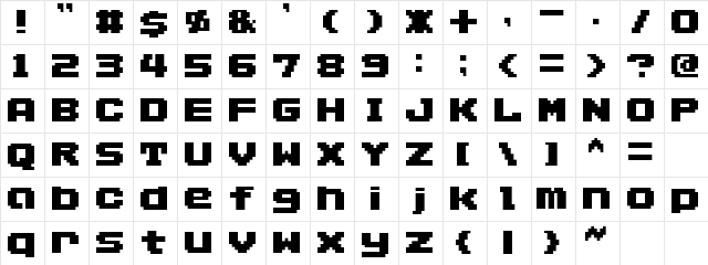 AddLGBitmap09 Regular Character Map