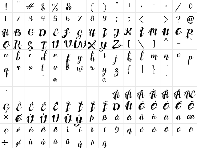 Adefebia Free Font Regular Character Map