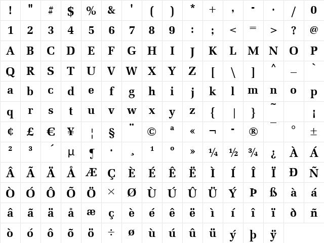 Marseille Bold Character Map Marseille Bold Character Map