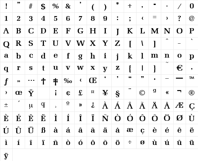 Marseille-DemiBold Regular Character Map