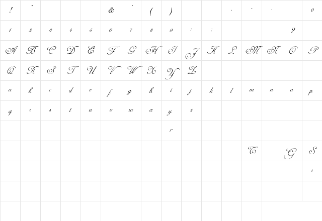 AdineKirnberg-Script Regular Character Map