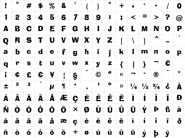 AdLib BT Regular Character Map