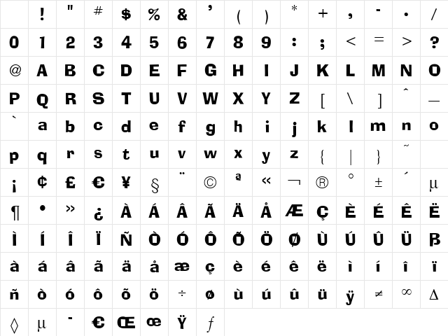 Adlib Regular Character Map Adlib Regular Character Map