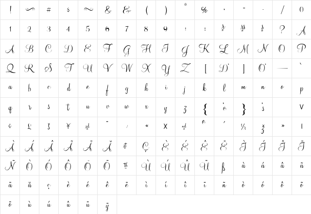 At Mahogany Script Regular Character Map