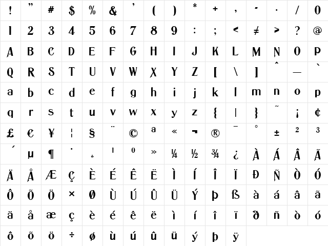 AdmiralDavyJones Regular Character Map