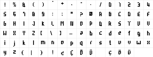 admtas Regular Character Map