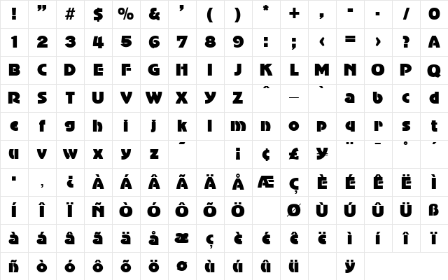 Adventurer Black SF Regular Character Map