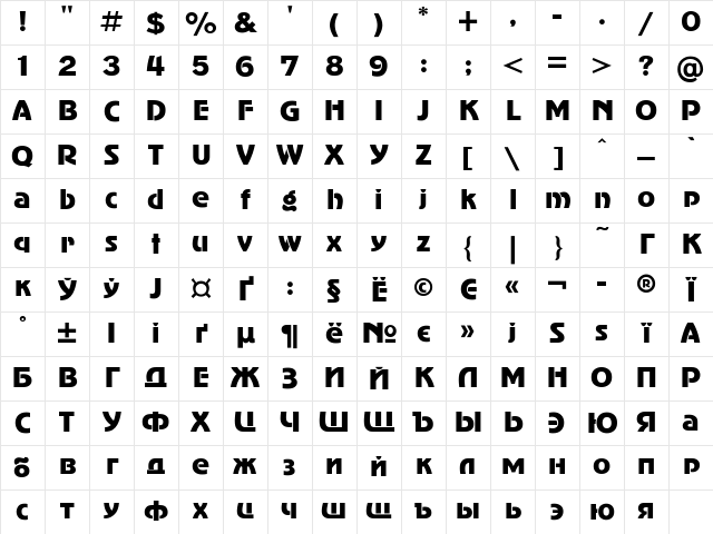 AdverGothic Regular Character Map