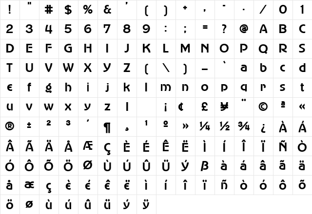Advertiser Bold Character Map Advertiser Bold Character Map