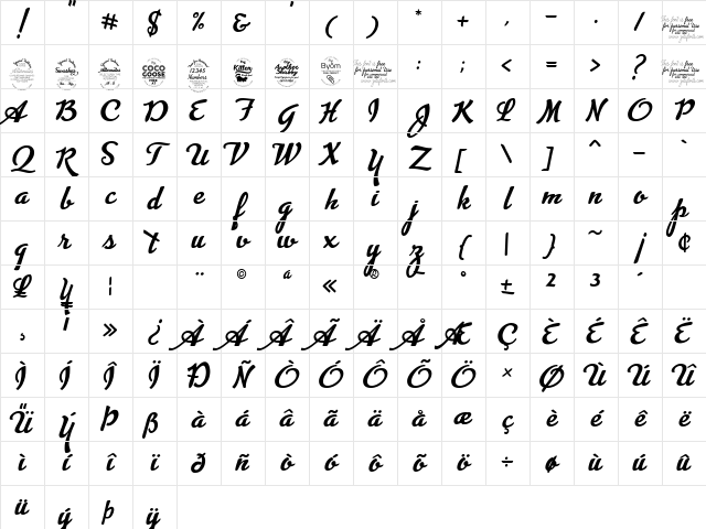 Advertising Script Bold Character Map Advertising Script Bold Character Map