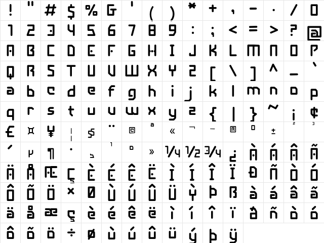 Aeris Corda Regular Character Map