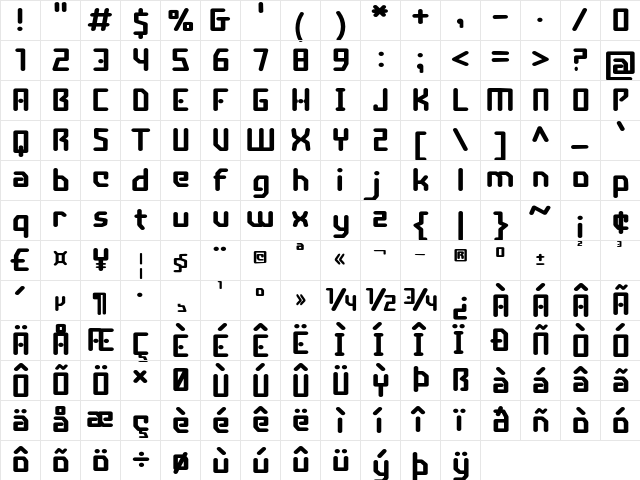 Aeris Corda Bold Character Map Aeris Corda Bold Character Map