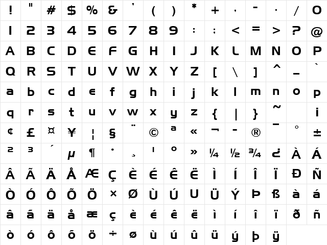 Aero Regular Character Map Aero Regular Character Map