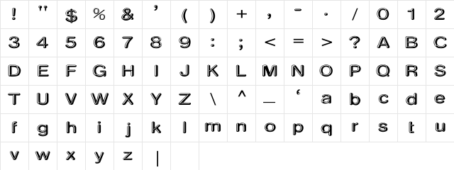 AeroRndBd Regular Character Map