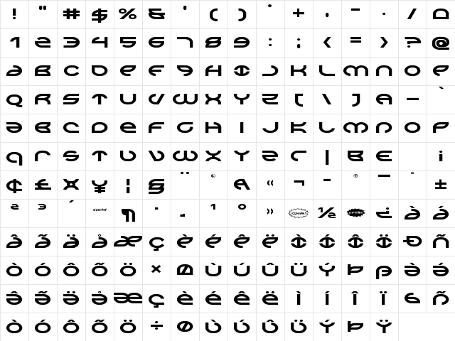 Aetherfox Expanded Expanded Character Map