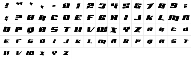 Aftershock Debris Italic Character Map
