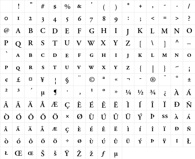 Adobe Garamond Semibold SC Character Map Adobe Garamond Semibold SC Character Map