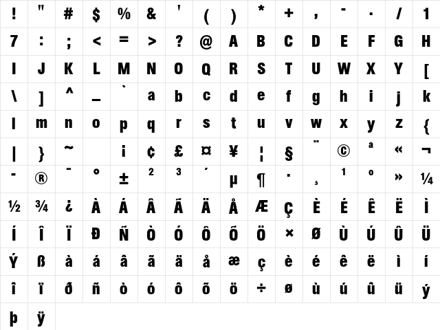 AG Book Cd Bold Character Map