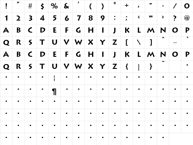 Marshall 7 Regular Character Map