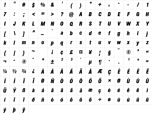AG Book Cd Bold Italic Character Map AG Book Cd Bold Italic Character Map