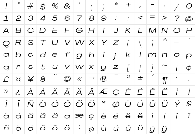 Agrandir Grand Italic Character Map Agrandir Grand Italic Character Map