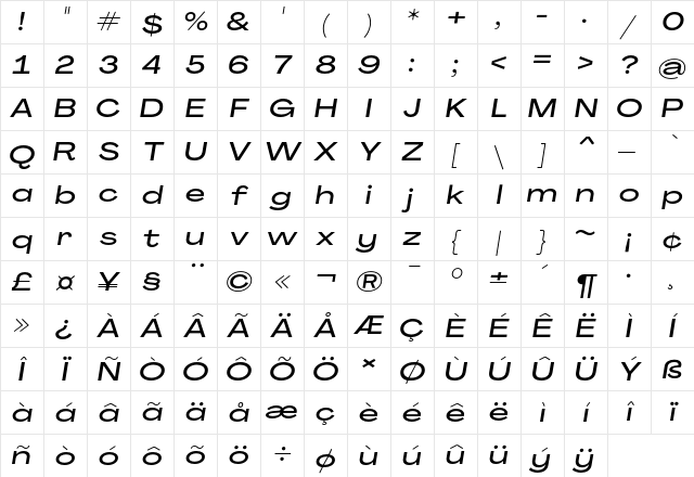 Agrandir Grand Medium Italic Character Map