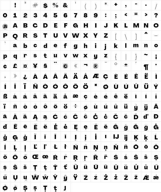 Agrandir Heavy Regular Character Map Agrandir Heavy Regular Character Map