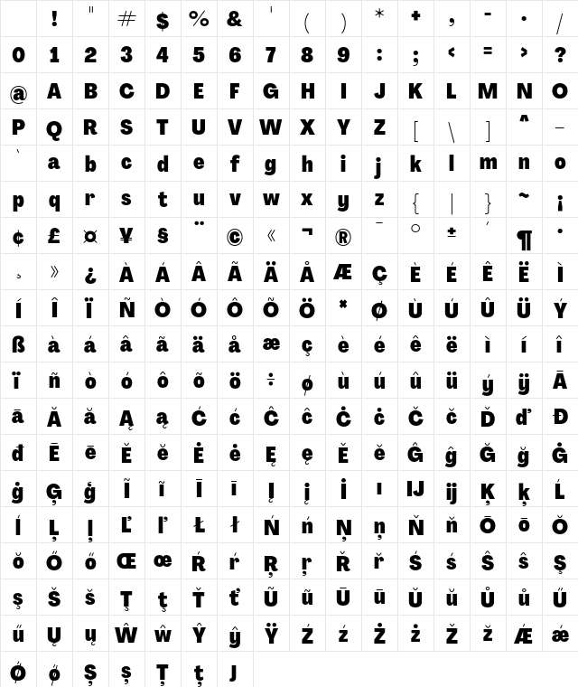 Agrandir Tight Heavy Regular Character Map Agrandir Tight Heavy Regular Character Map
