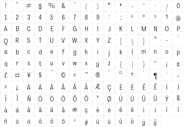 Agrandir Tight Light Regular Character Map Agrandir Tight Light Regular Character Map