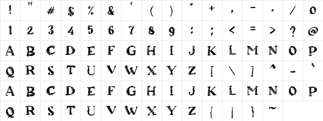 a Agressive Winter Regular Character Map