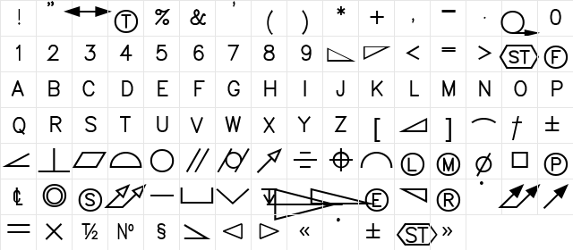 AIGDT Regular Character Map AIGDT Regular Character Map