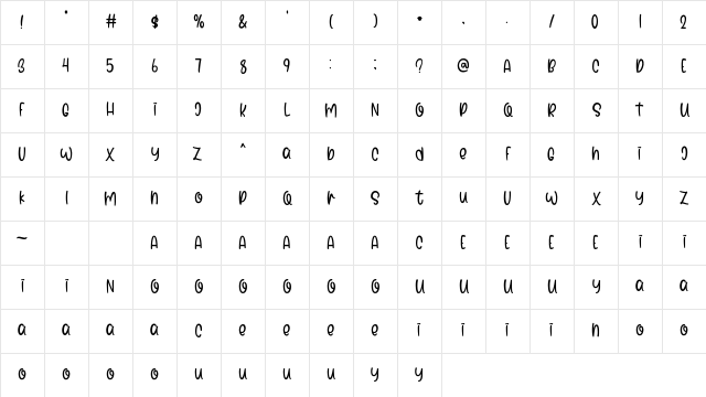 Marshmallow Regular Character Map