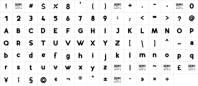 Airfly DEMO Character Map