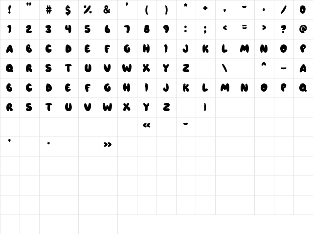 Airfool Regular Character Map