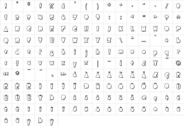 Airmole Shaded Character Map