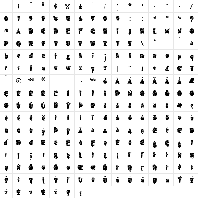 Airmole Stripe Character Map