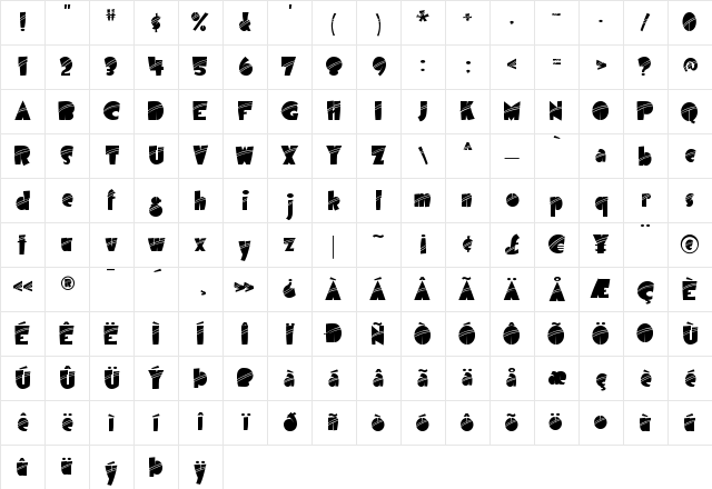 Airmole Stripe Character Map