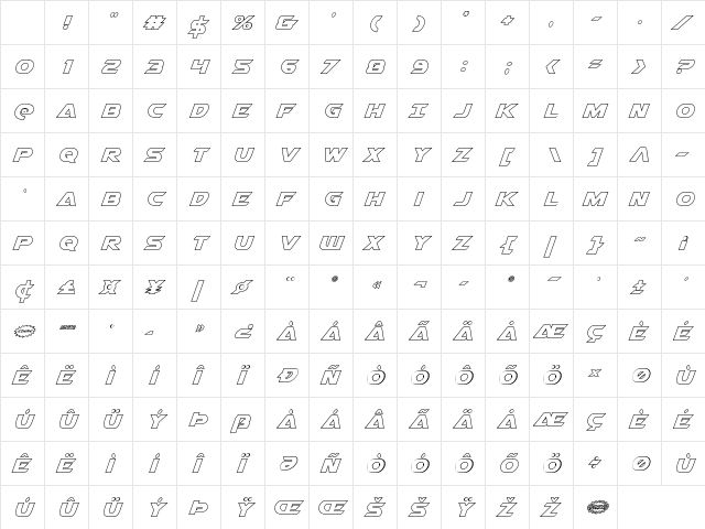 Airstrike Outline Regular Character Map Airstrike Outline Regular Character Map