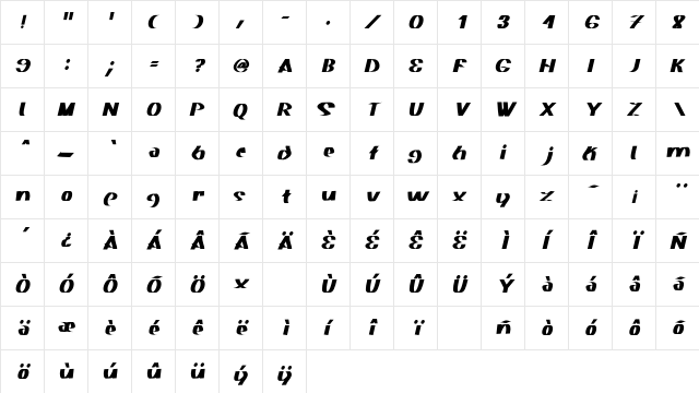 Akasic Medium-Italic Character Map