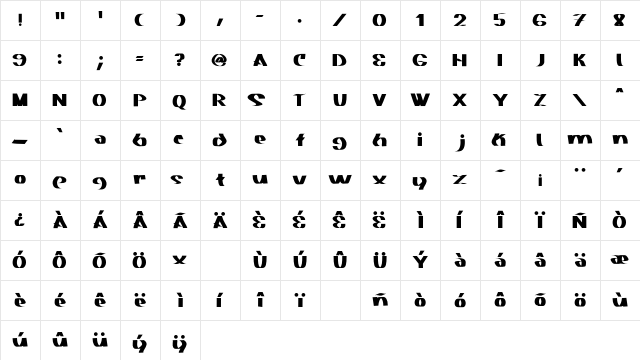 Akasic Medium Character Map